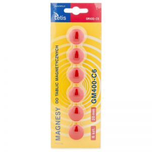 Magnesy Tetis 2cm Czerwone, 6szt